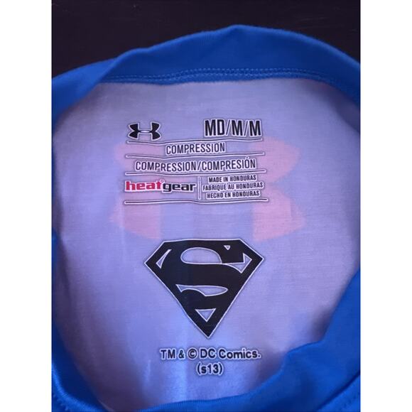 Under Armour SUPERMAN Shirt Mens Medium Blue DC Comics Compression ALTER EGO Gym - Picture 2 of 6